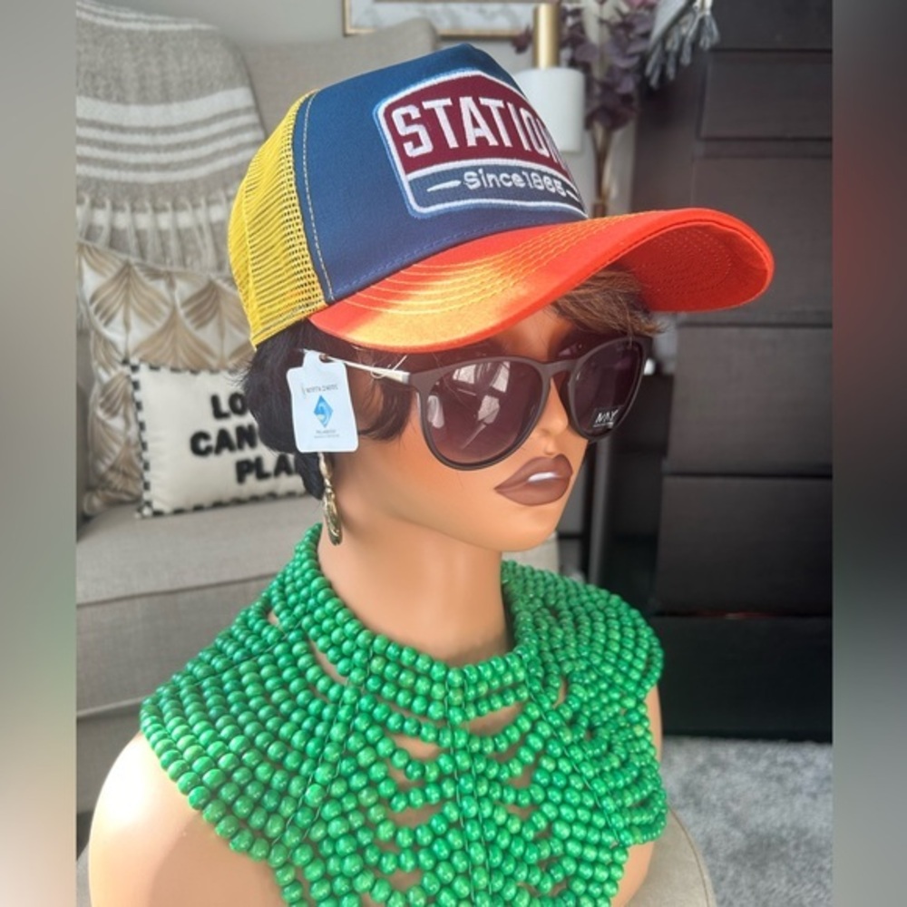 ✨NEW Station Trucker Hat with Orange and Yellow Mesh